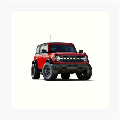 New Bronco Truck Cartoon Art Print By Auto Prints Redbubble