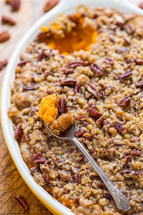 Best Ever Sweet Potato Casserole Butter Pecan Topping Averie Cooks