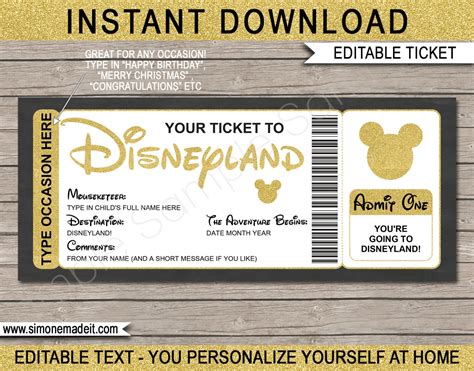 Disney Ticket Printable Simply Use The Box Below To Sign Up For Our