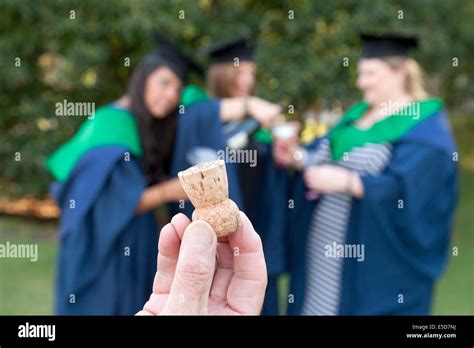 Champagne Cork And Graduates Graduation Day Uea University Of East