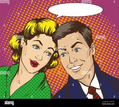 Vector Illustration In Pop Art Style Woman And Man Talk To Each Other