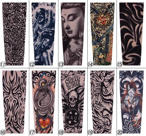 Arm Sleeves Temporary Tattoo Outdoor Sun Protective Cover Body Art Fake ...