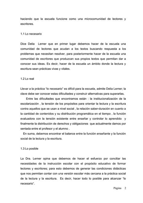 Leer Y Escribir En La Escuela Delia Lerner Pdf