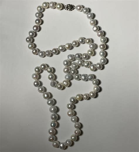 Silver/White Pearl Necklace (long) – The Island Gallery