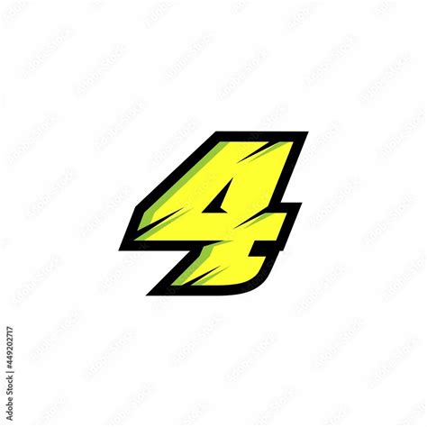 Racing number 4 logo with a white background Stock Vector | Adobe Stock