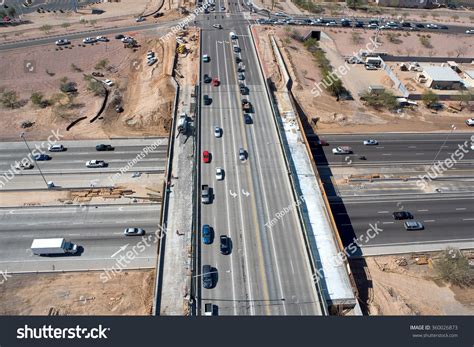 Overhead View Of Freeway Overpass Bridge Construction Stock Photo ...