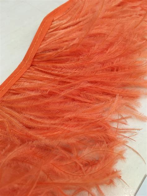 Orange Ostrich Feathers Ostrich Feather Fringes Lace Fabric From