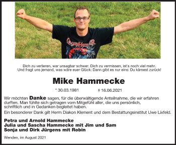 Traueranzeigen Von Mike Hammecke Trauer In Nrw De