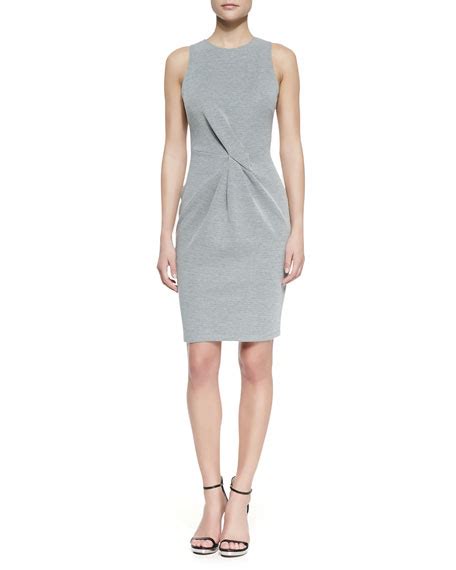 Halston Heritage Twist Front Sleeveless Knit Dress