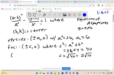 Solved Find The Center Vertices Foci And Asymptotes Of The