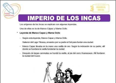 Imperio De Los Incas Para Tercero De Primaria Fichas Educativas