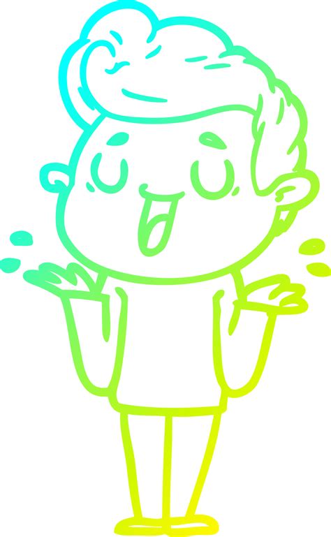 Cold Gradient Line Drawing Happy Cartoon Man 42842479 Png