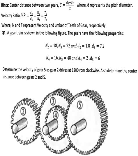 Solved Where D Represents The Pitch Diameter Velocity Ratio Vr M Tdn Tz Where N And T