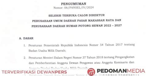 Pemkot Makassar Buka Pendaftaran Calon Dirut PD Pasar Dan RPH Ini