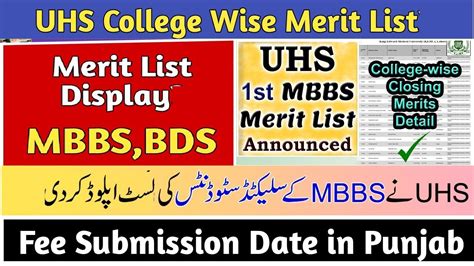 Uhs St College Wise Merit List Mbbs Announced How To Check Uhs First