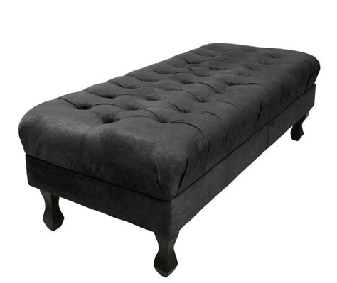 Puff Decorativo Retr Luis Xv Capiton Metro Suede Preto Doce Lar