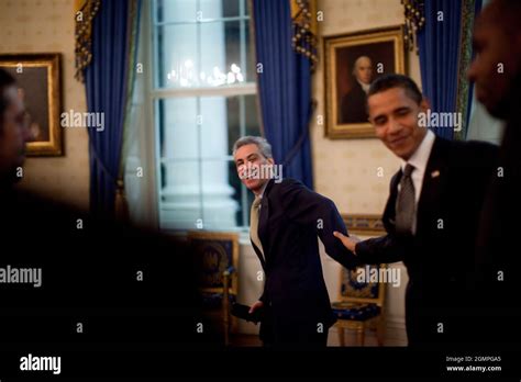 President Barack Obama jokes with Chief of Staff Rahm Emanuel at an official reception in the ...