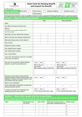 Fillable Online Change Of Address Form Housing Benefit And Council Tax