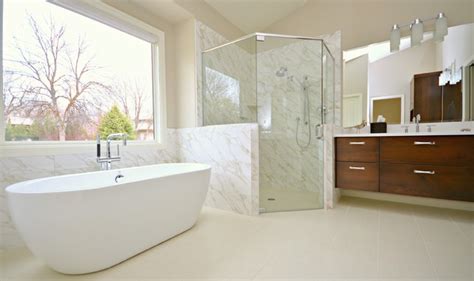 Carrara Porcelain Shower And Wainscot Contemporary Bathroom Boise