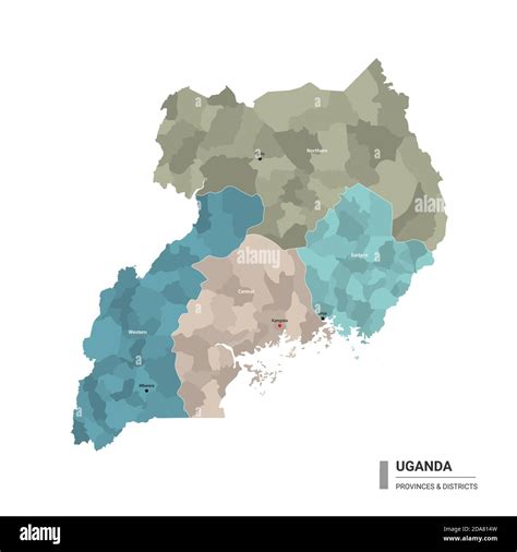 Uganda Higt Mapa Detallado Con Subdivisiones Mapa Administrativo De