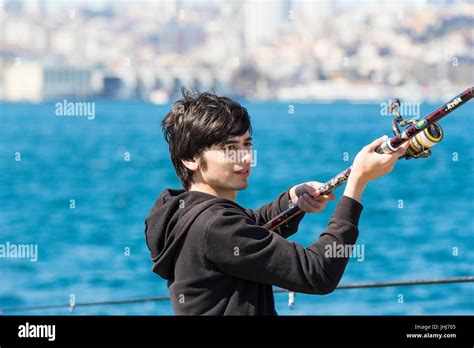 ISTANBUL TURKEY 1 APRIL 2017 Fishermen Are Fishing On The Banks