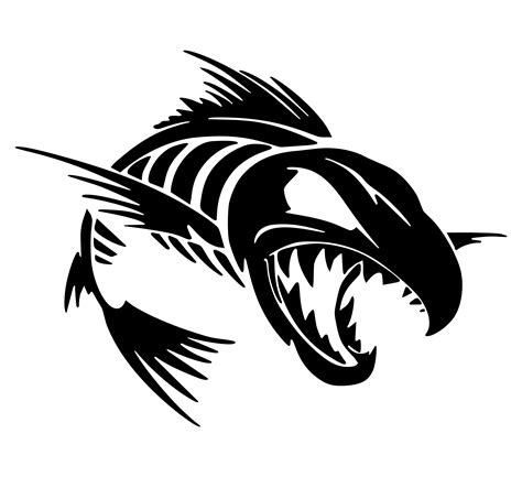 Angry Fish Skeleton Fishing Hunting Fossil Car Decal Sticker Decals Hut