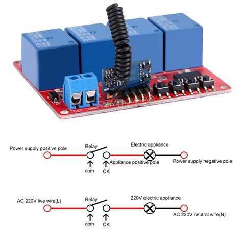 433MHz 12V 4CH Wireless Remote Control Switch Relay Receiver Module 4