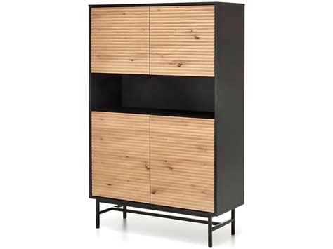 Buffet Haut Style Industriel Aspect Ch Ne Avec Structure Noire En M Tal