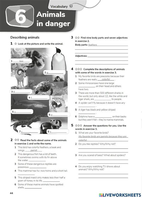 Describing Animals Interactive Exercise For Elementary Live Worksheets