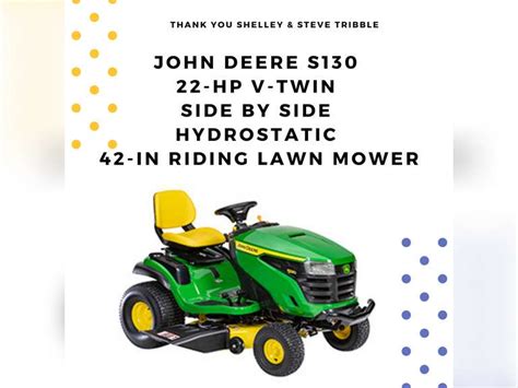 John Deere S130 22 Hp V Twin Side By Side Hydrostatic 42 In Riding Lawn