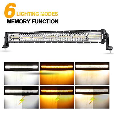 Auxbeam Led Work Light Bar Amber White Modes Strobe Offroad Truck