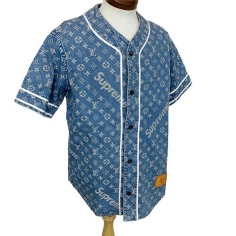 Louis Vuitton X Supreme Denim Baseball Shirt Blue Barnebys