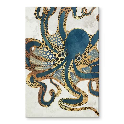 Acrylglasbild Spacefrog Designs Goldener Oktopus Wall Art De