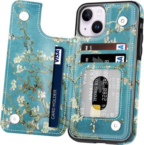 Bcov Iphone 14 Case Cute Dragonfly Leather Flip Phone Case Wallet Cover With Card