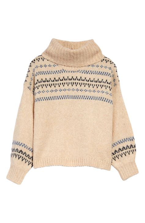 Buy Madewell Somervell Fair Isle Turtleneck Sweater Heather Powder At