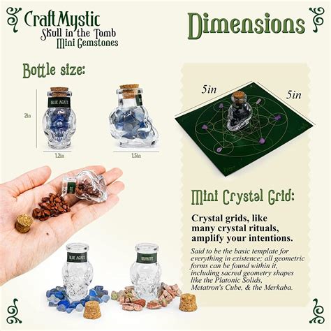 Crystals for Witchcraft in Skull Spells Jars - Real Crystal Chips Set ...