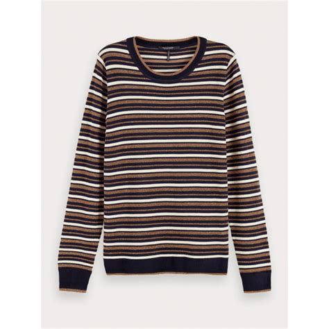 Scotch And Soda Lurex Detail Striped Pullover Womens Knitwear Oandc Butcher