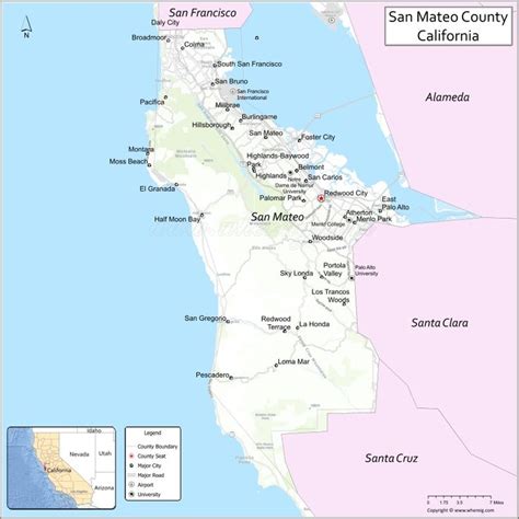 Map Of San Mateo County California Showing Cities Highways