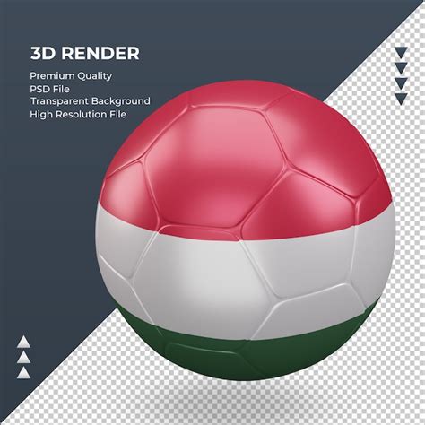 Bola de futebol hungria bandeira renderização 3d realista vista direita