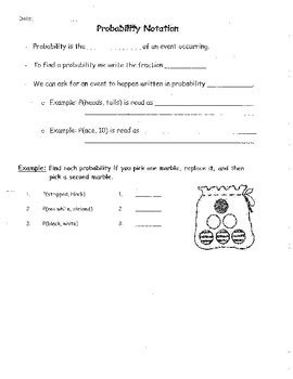 Probability Notation - notes and practice by Howe's Math Practice