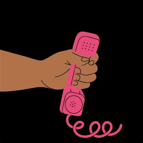 A mão segura o receptor de um antigo telefone rosa retrô vector a