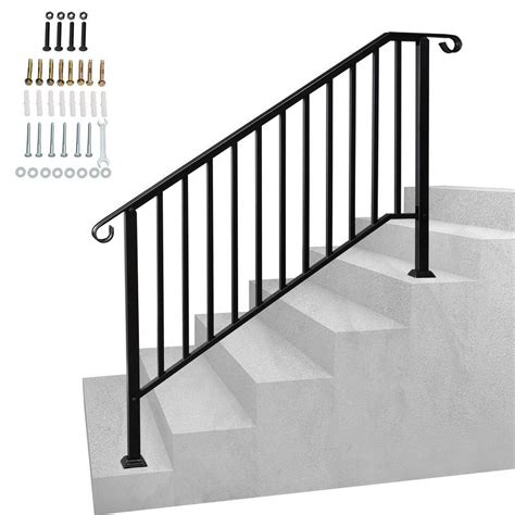 Outdoor Handrail 3 Step Stair Handrail Fits 4 Or 5 Steps Wrought Mattle Iron Stair Railing