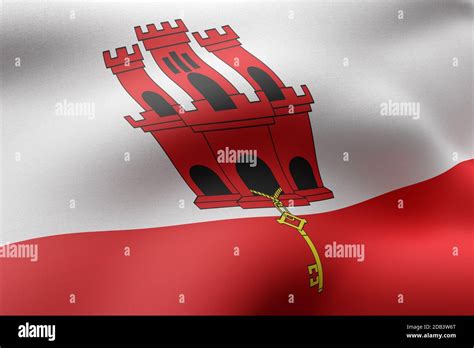 D Rendering Of Gibraltar Flag Waving Stock Photo Alamy