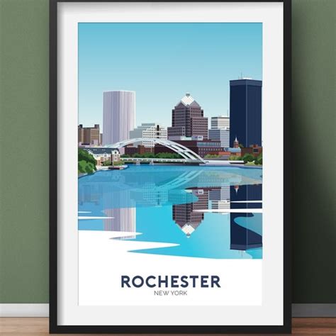 Rochester Skyline Art Print Rochester Poster Rochester Etsy