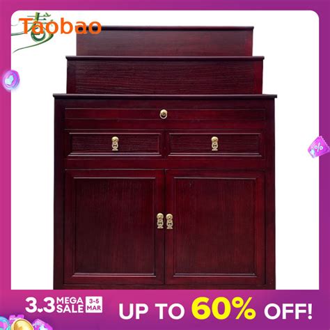 Tibetan Style Solid Wood Three Layer Buddha Niche Clothes Closet With