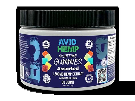 CBD NightTime Gummy Cubes 1500mg 60ct Avid Hemp