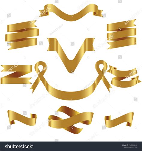 Gold Ribbon Set Isolated Celebration Winner Stock Vector Royalty Free 1740896090 Shutterstock