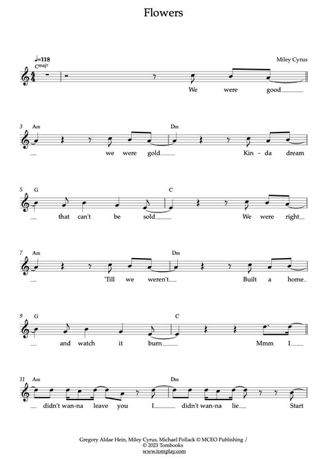 Flowers Miley Cyrus Partitura Vocal