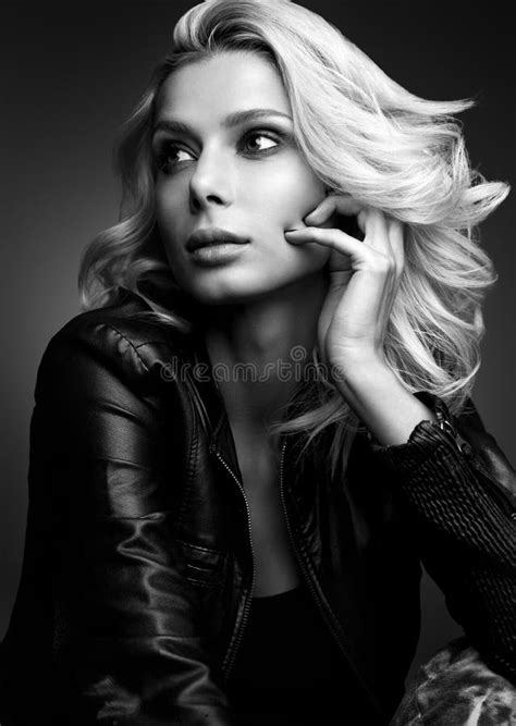 Black And White Sensual Portrait Of A Beautiful Young Woman Blonde In