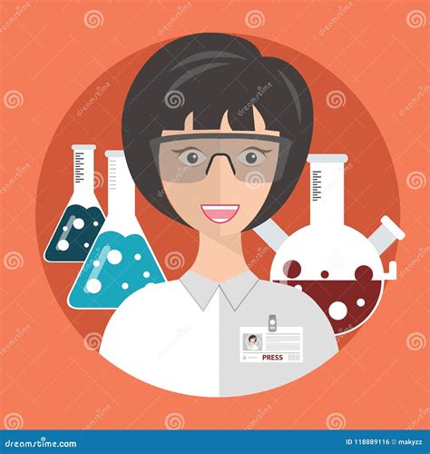 Laboratory Female Assistant Concept For Science Medicine And Knowledge Stock Illustration